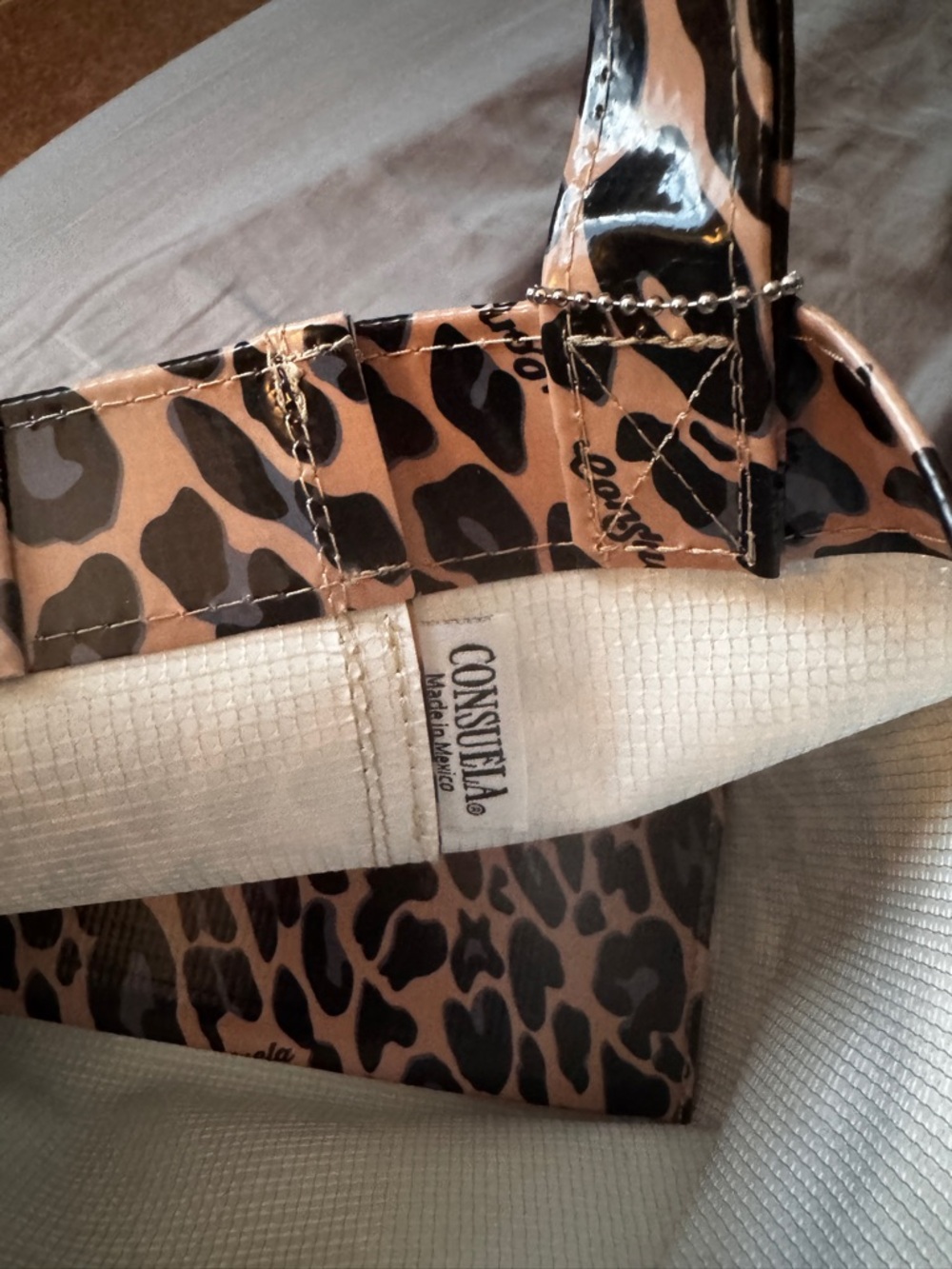 Consuela Leopard Mini Tote in Tan, Black & Blue - Picture 5 of 9
